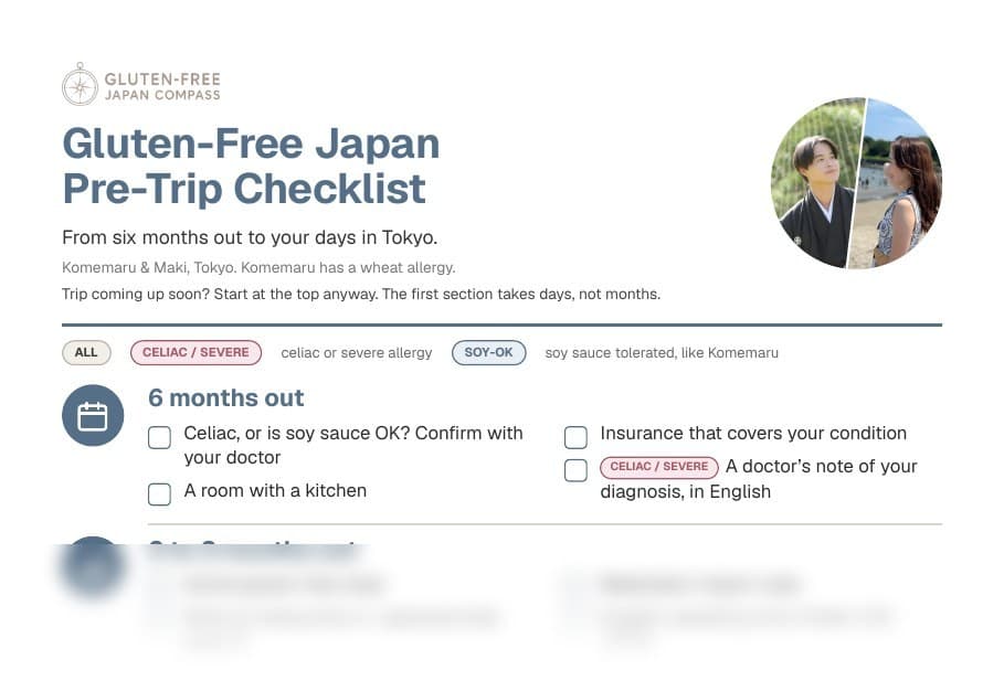 The top of the checklist: title, the two of us, and the six-months-out section